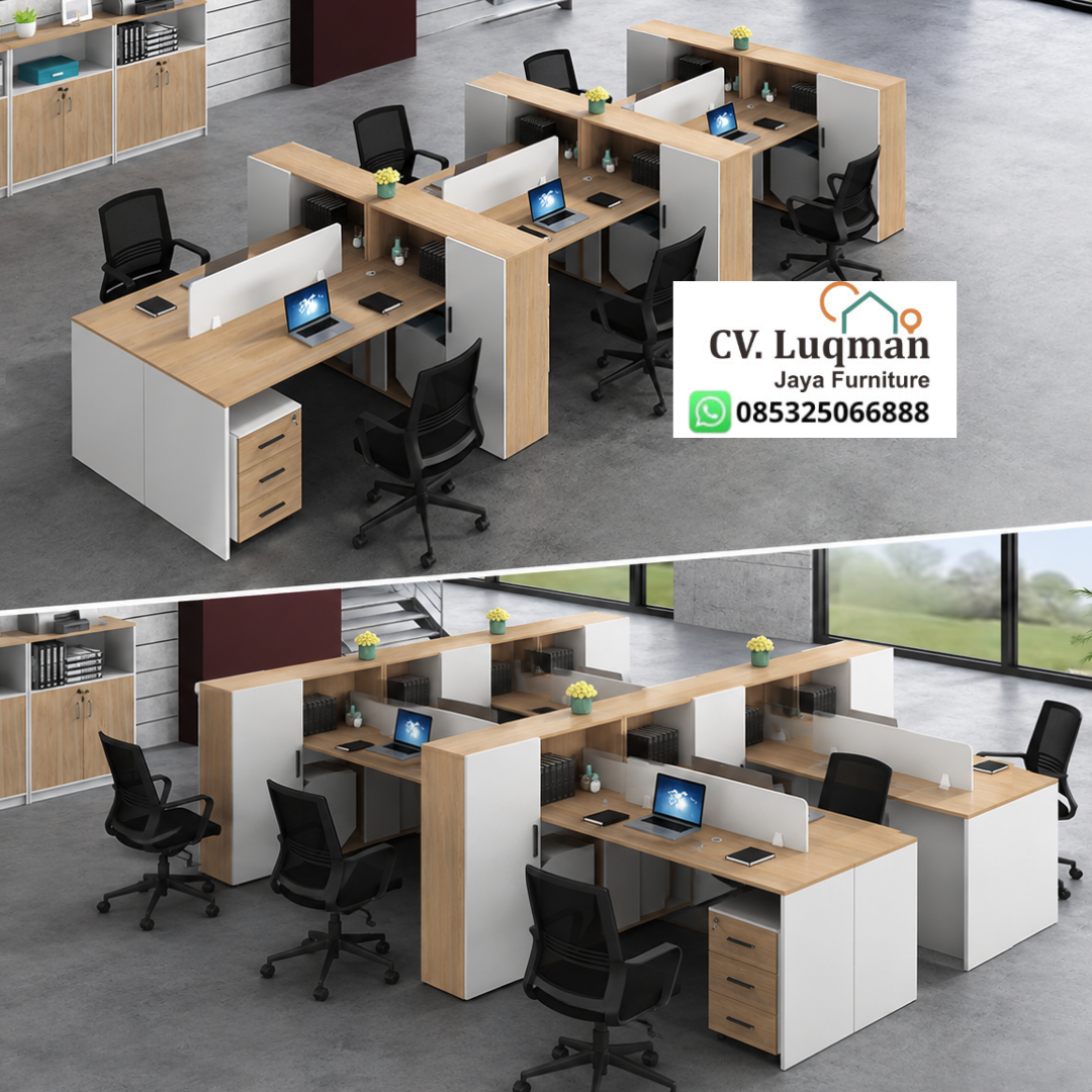 Meja Kantor Workstation 6 Seat Modern Minimalis Meja Kantor Workstation 6 Seat Modern Minimalis