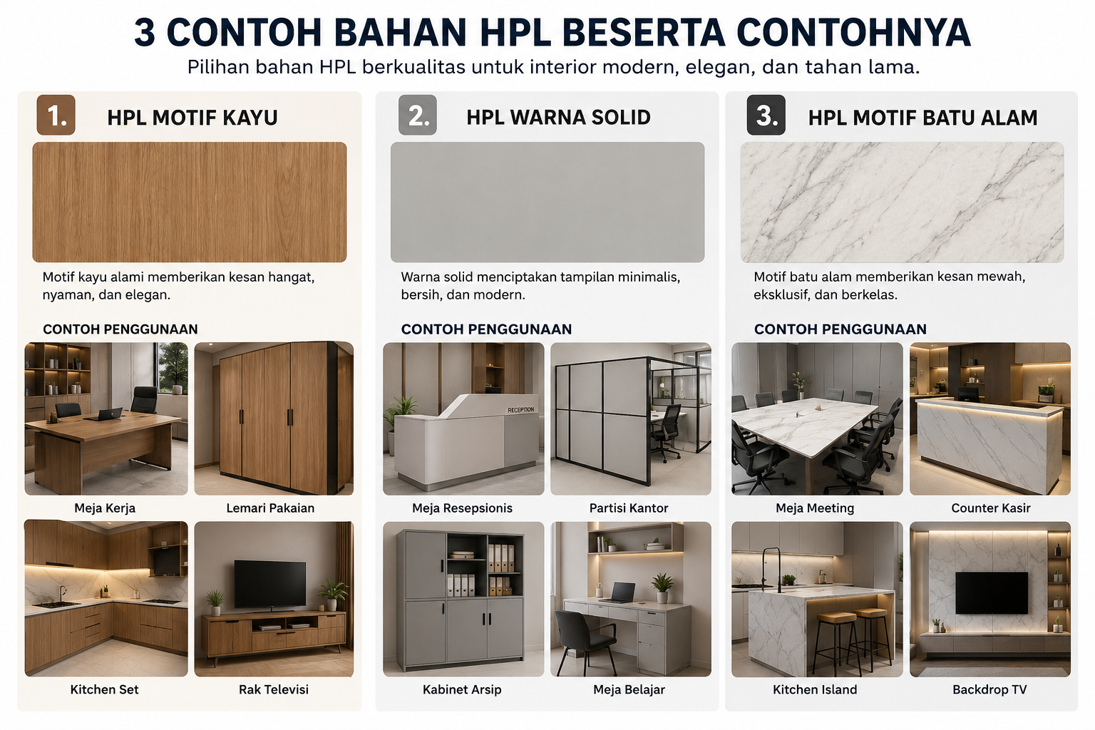 3 Contoh Bahan HPL 3 Contoh Bahan HPL