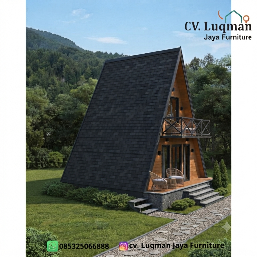 Hunian Kayu Jati Modern Model Segitiga Eksklusif