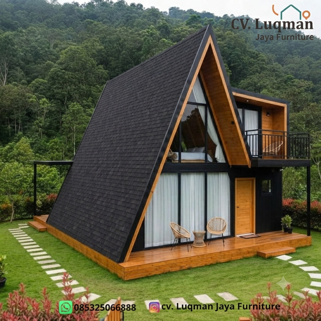 Hunian Kayu Jati Modern Model Segitiga Eksklusif