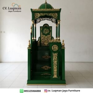 Mimbar Masjid Kubah Hijau Mewah Elegan