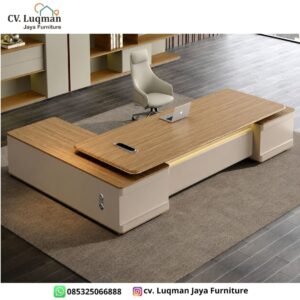Meja Direktur Mewah L-Shape Premium