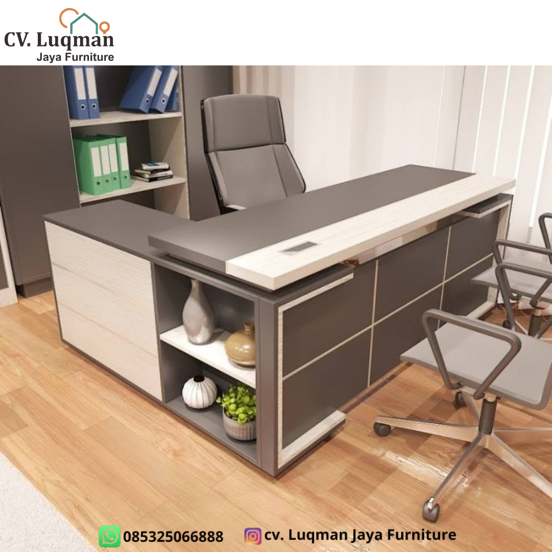 9 Tips Memilih Bahan HPL dan Multiplek Meja Eksekutif L-Shape Revolusioner dari CV. Luqman Jaya Furniture