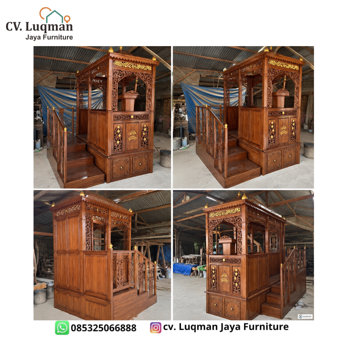 Mimbar Masjid Jati Ukiran Kaligrafi