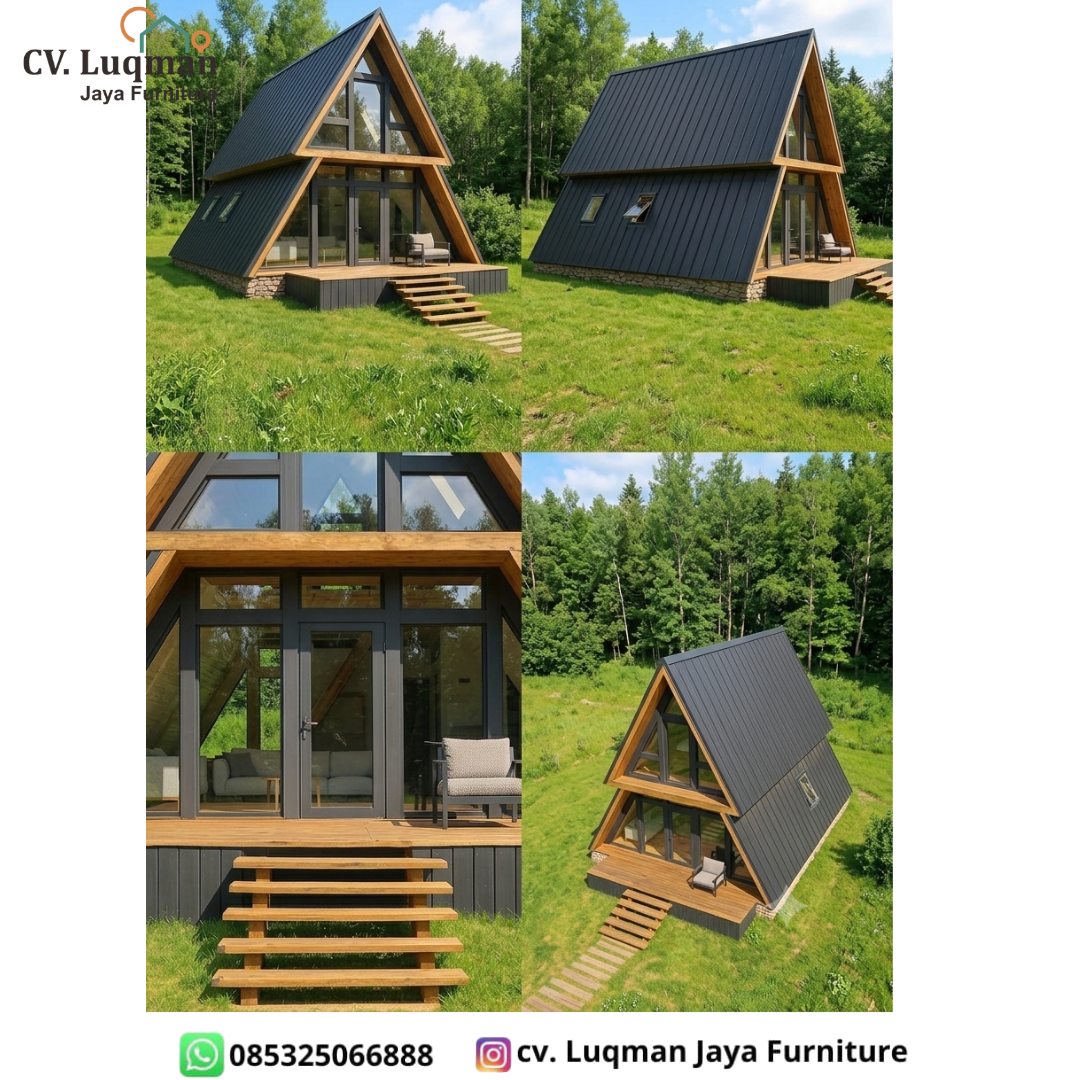 Rumah Kayu Jati Segitiga 2 Lantai