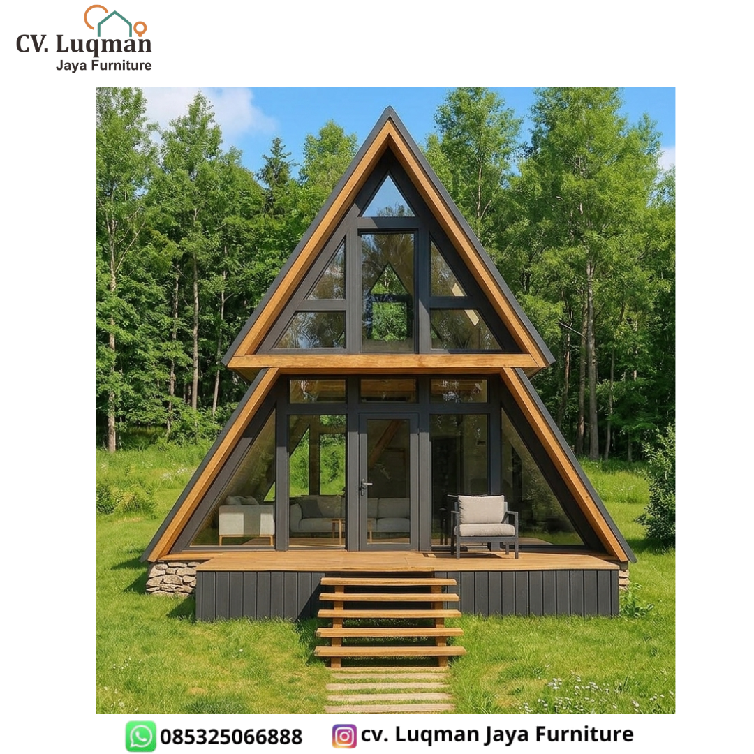 Rumah Kayu Jati Segitiga 2 Lantai