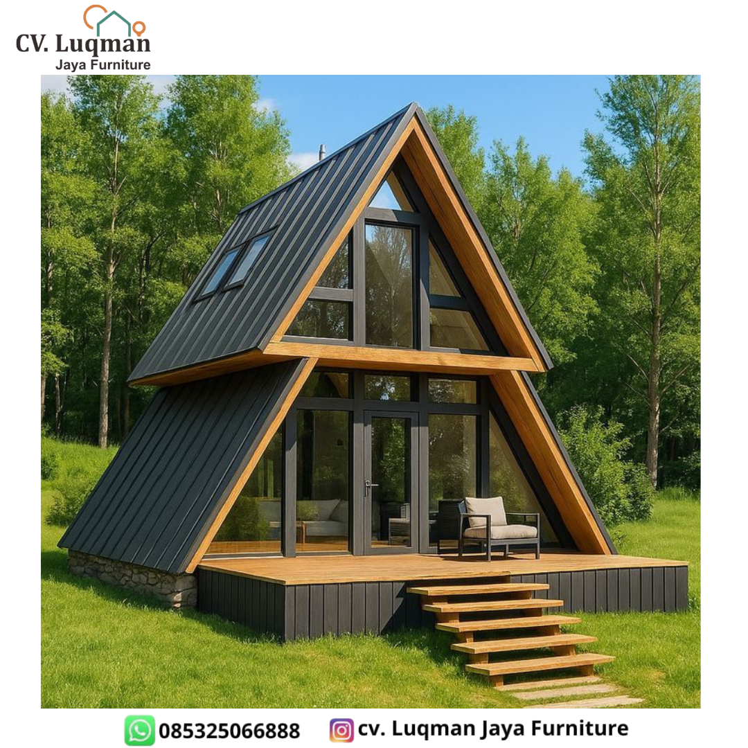 Rumah Kayu Jati Segitiga 2 Lantai