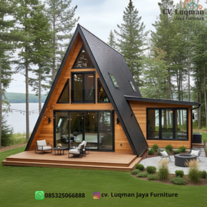 Rumah Kayu Jati Segitiga Kombinasi