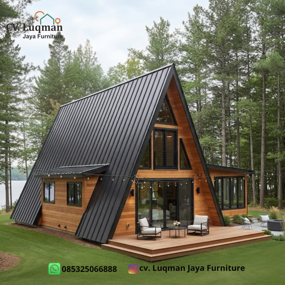 Rumah Kayu Jati Segitiga Kombinasi