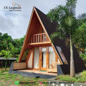 Rumah Kayu Segitiga Kayu Jati 2 Lantai