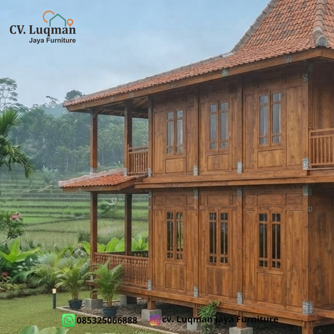 Rumah Kayu Jati Dua Lantai Klasik Luqman Jaya - Mewah, Kokoh, & Artistik