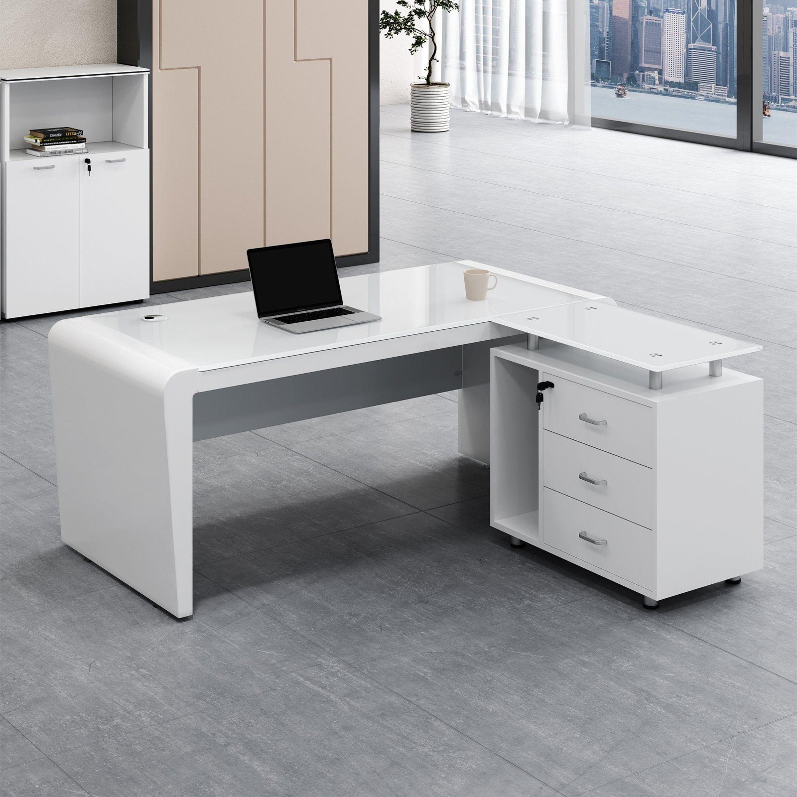 Meja Kantor L-Shape