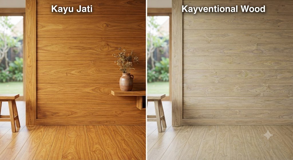 Perbedaan rumah kayu jati asli dengan rumah kayu jati biasa