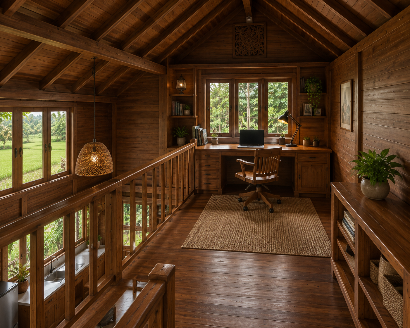 6 Ide Rumah Kayu Jati dengan Mezzanine