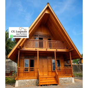 Rumah Segitiga Kayu Jati 2 Lantai