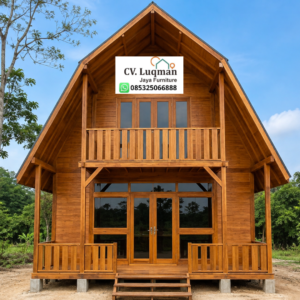 Rumah Glamping Kayu Jati 2 Lantai