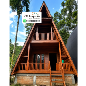 Rumah Segitiga Kayu Jati 2 Lantai