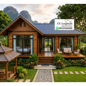 Rumah Glamping Kayu Jati Mewah