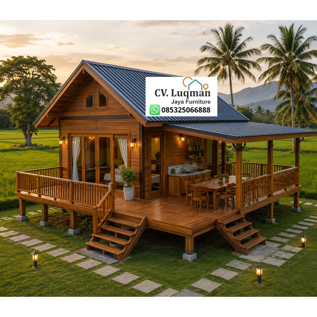 Rumah Glamping Minimalis Kayu Jati Alami Rumah Glamping Minimalis Kayu Jati Alami