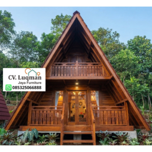 Rumah Kayu Jati Segitiga 2 Lantai