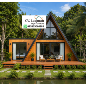 Rumah Kayu Jati Segitiga Kombinasi