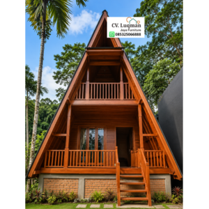 Rumah Segitiga Kayu Jati 2 Lantai
