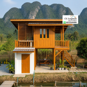 Rumah Kayu Jati Panggung Modern