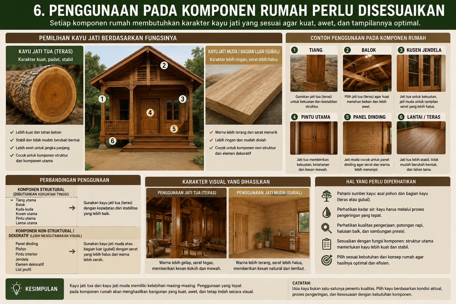 6 Perbedaan Kayu Jati Tua dan Kayu Jati Muda untuk Pembuatan Rumah