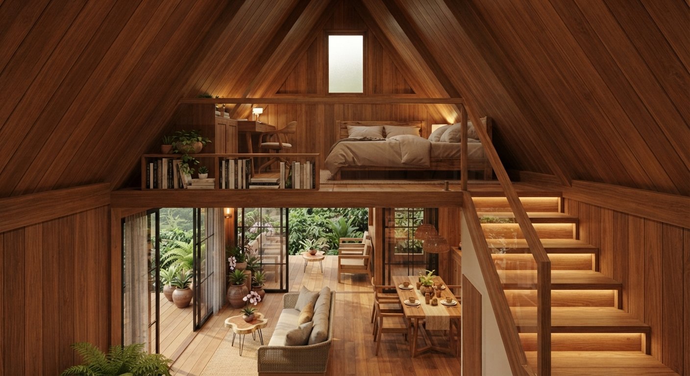 7 Inspirasi Rumah Kayu Jati A-Frame untuk Hunian Modern