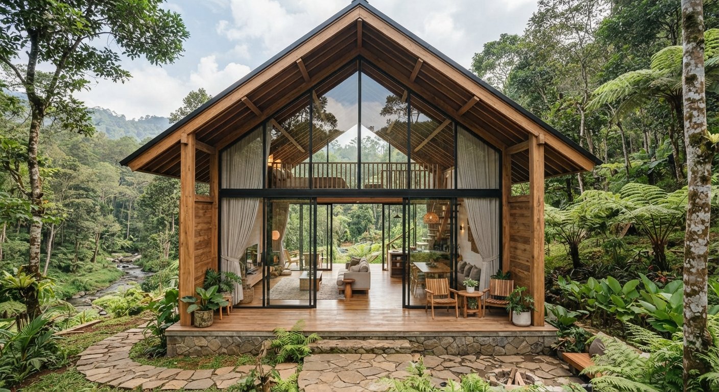 7 Inspirasi Rumah Kayu Jati A-Frame untuk Hunian Modern