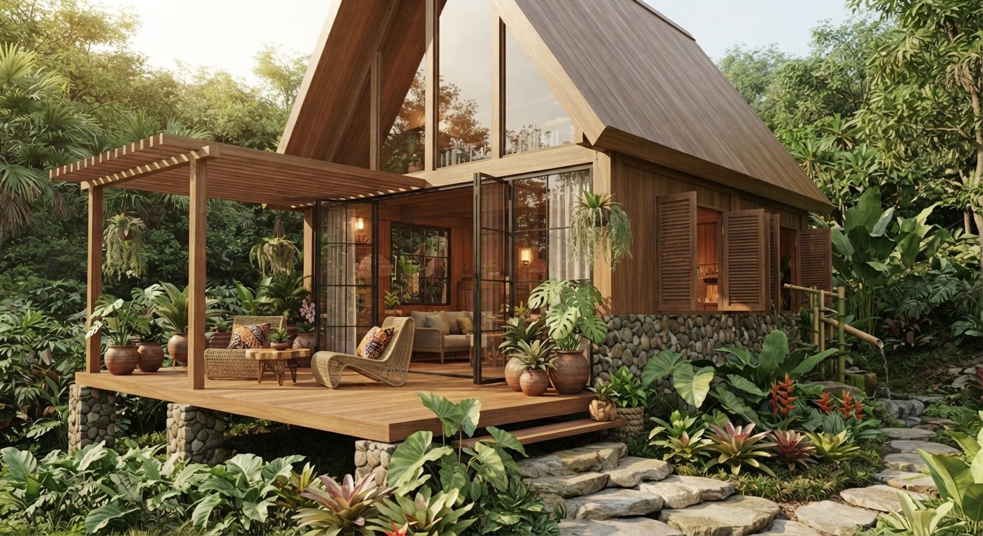 7 Inspirasi Rumah Kayu Jati A-Frame untuk Hunian Modern