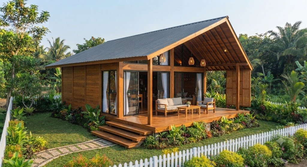 10 Inspirasi Desain Rumah Kayu Jati
