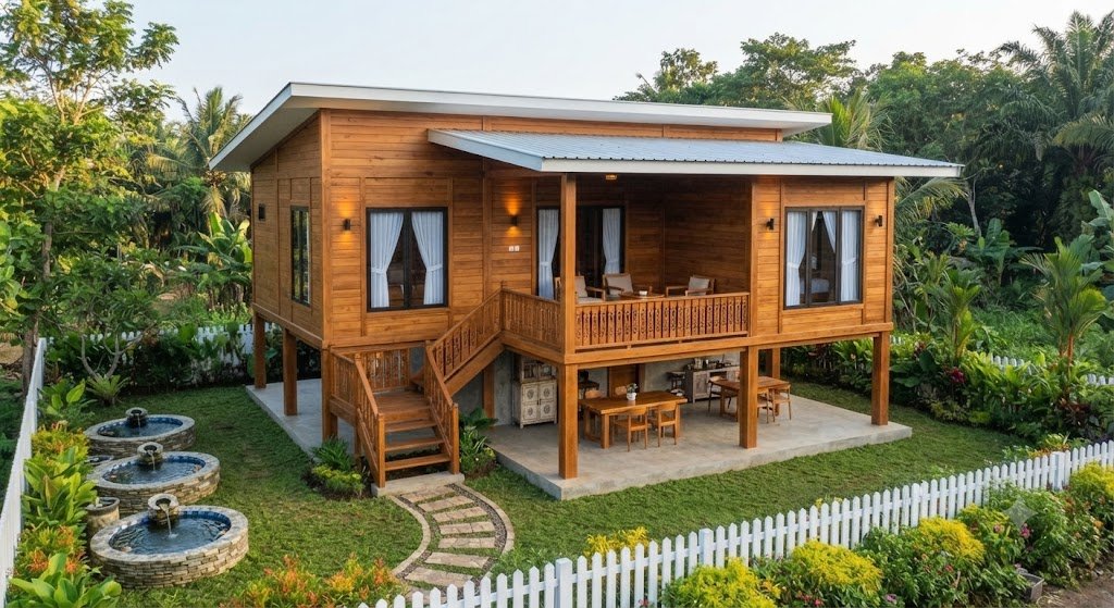 7 Inspirasi Desain Rumah Kayu Jati 