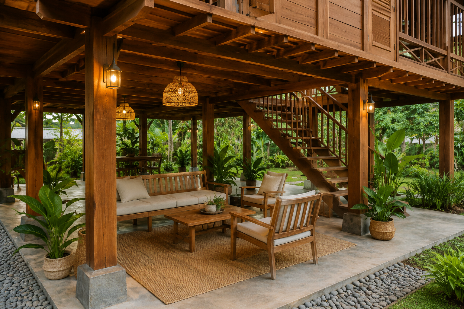 5 Ide Memanfaatkan Area Bawah Rumah Kayu