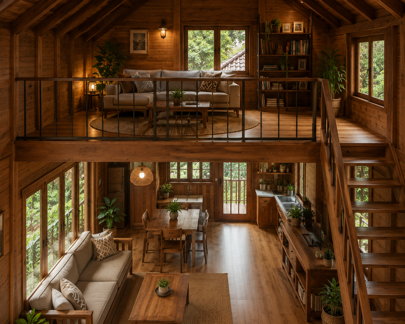 6 Ide Rumah Kayu Jati dengan Mezzanine