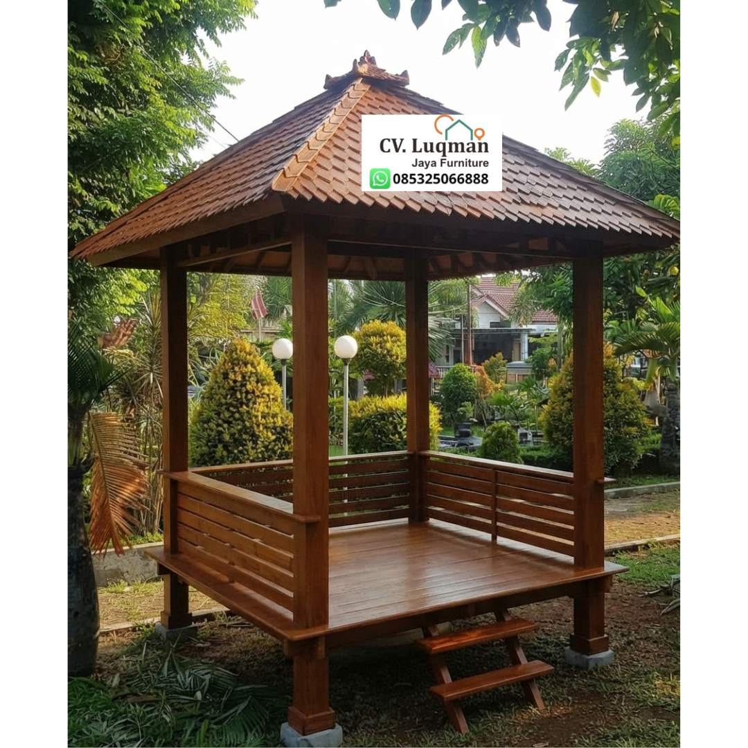 Gazebo Taman Kayu Jati Minimalis Gazebo Taman Kayu Jati Minimalis