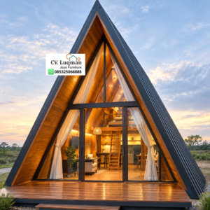 Rumah Segitiga Kayu Jati Klasik