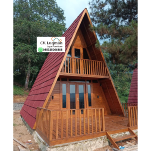 Rumah Segitiga Kayu Jati 2 Lantai