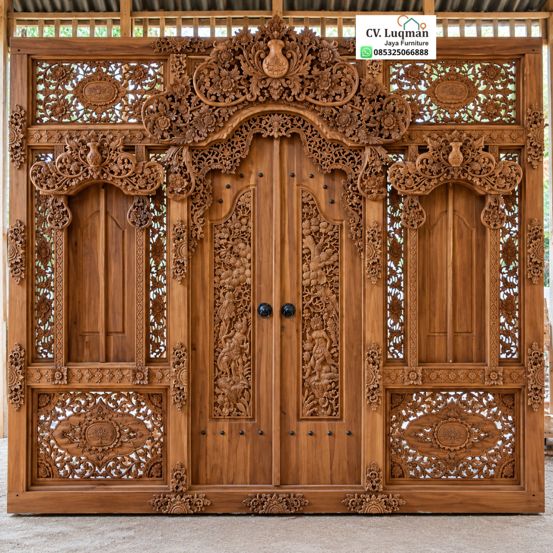 Pintu Gebyok Ukir Kayu Jati Klasik
