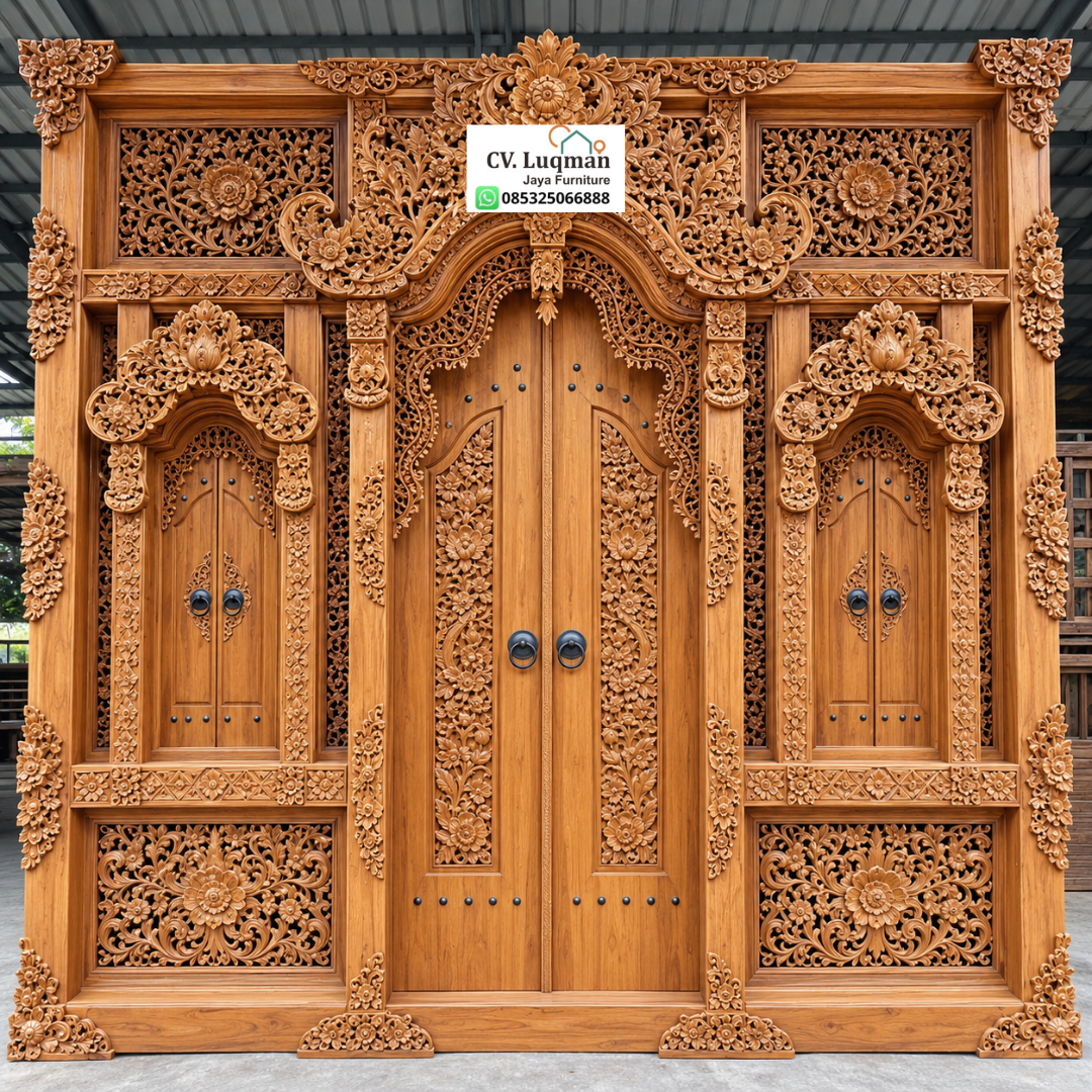 Pintu Gebyok Ukir Kayu Jati Eksklusif