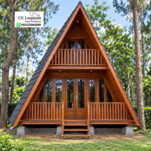 Rumah Segitiga 2 Lantai Kayu Jati Modern