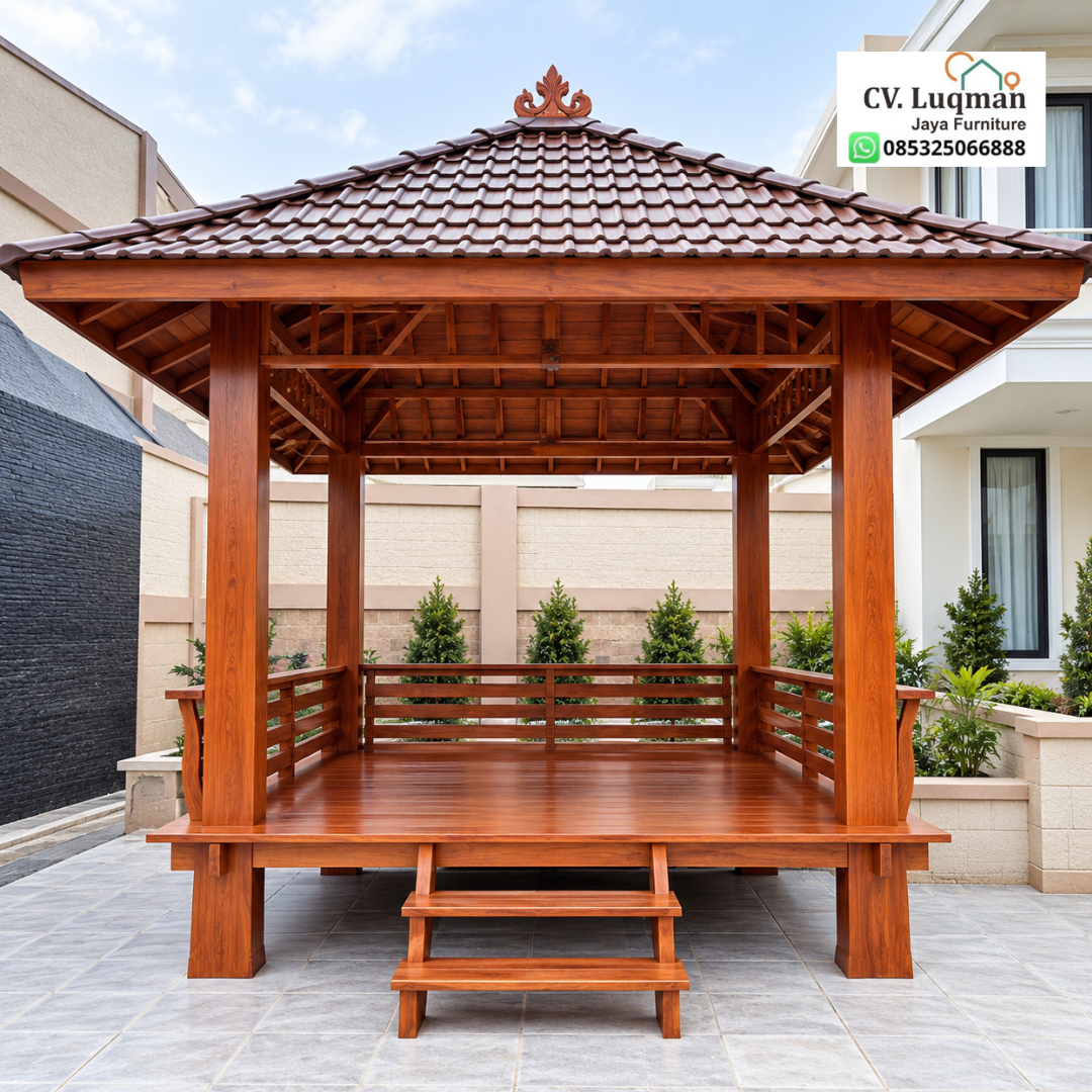 Gazebo Kayu Jati Minimalis Modern