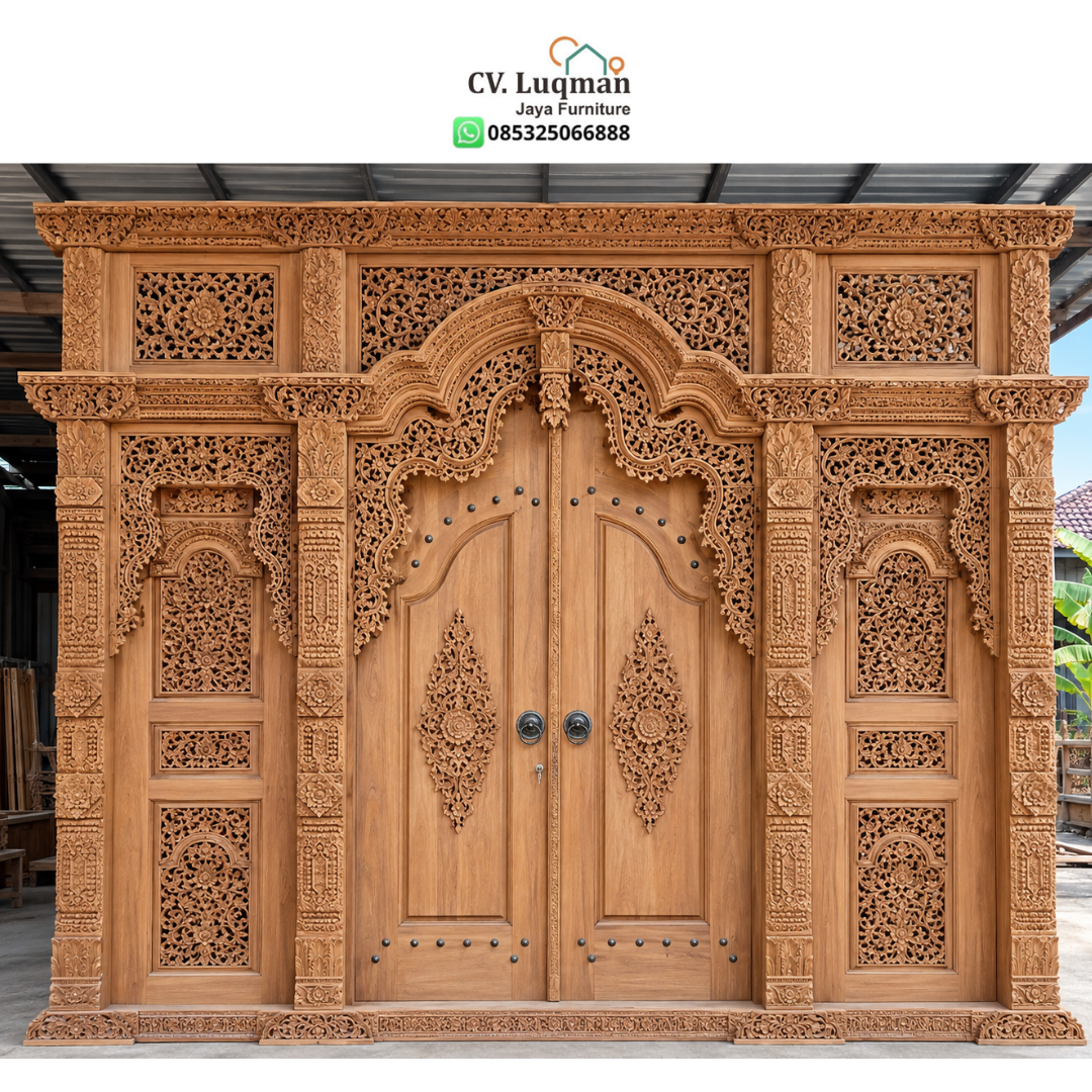 Pintu Gebyok Ukir Kayu Jati Mewah Nusantara