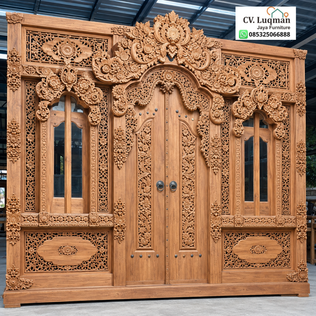 Pintu Gebyok Ukir Kayu Jati Klasik Jumbo