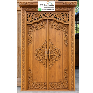 Mahakarya Pintu Gebyog Ukir Jati Klasik
