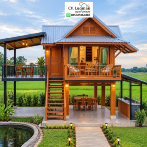 Rumah Panggung Kayu Jati Minimalis Modern