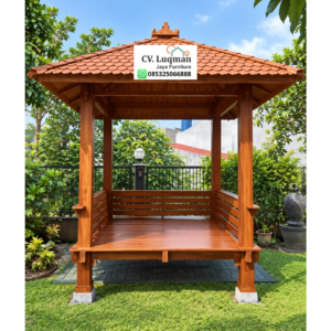 Gazebo Kayu Jati Minimalis  Estetik