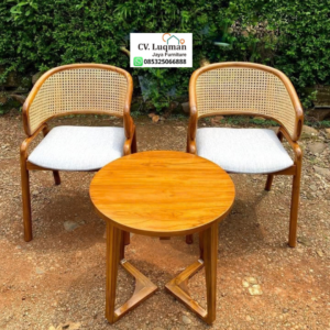 Set Meja Makan Kayu Jati Premium Estetik