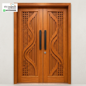 Pintu Rumah Minimalis Ukir CNC Kayu Jati Mewah Luqman Jaya Furniture