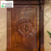 Pintu Utama CNC Kayu Jati Minimalis Motif Matahari